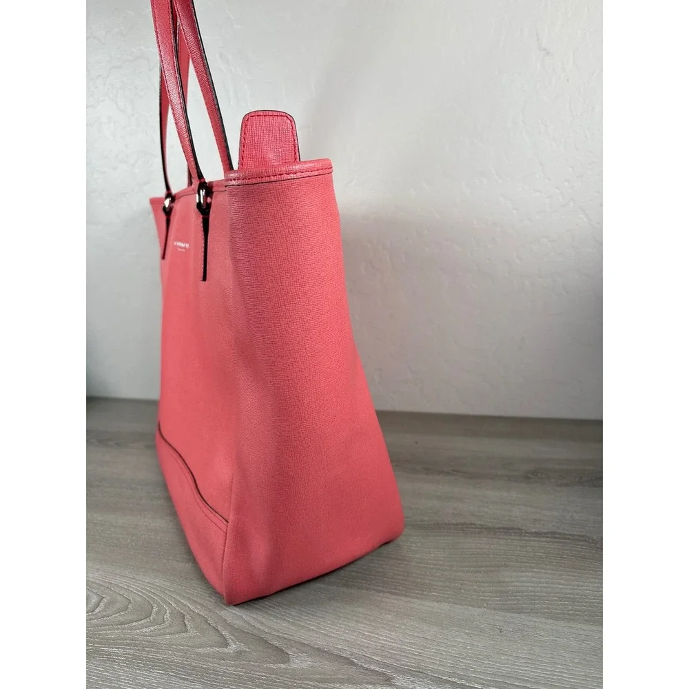 Coach Metro Tote Coral Pink Crossgrain Leather Shoulder Carryall Bag Work Laptop